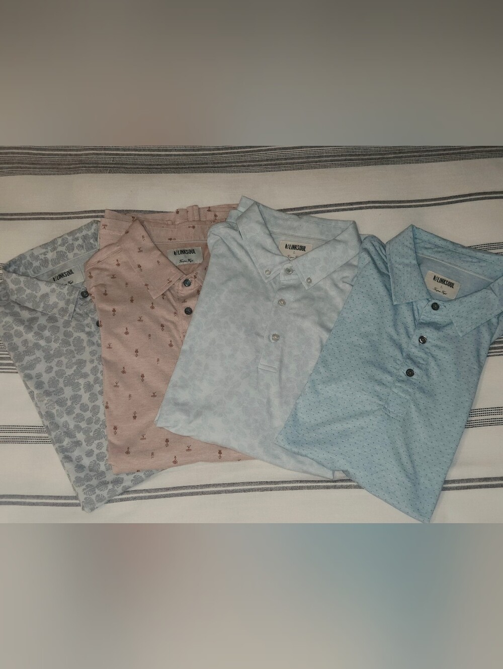Linksoul Polo Bundle (4) - Size Large - Business Casual, Golf, Floral, Coastal